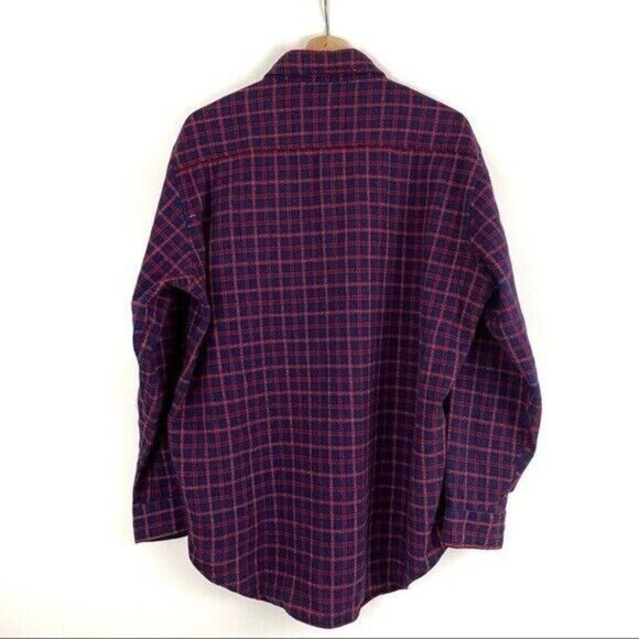 Lucien Piccard Vintage Men's Size XL Wool Plaid Button Front Shirt - Picture 2 of 6